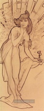 Carnation Tschechisch Jugendstil Alphonse Mucha Ölgemälde